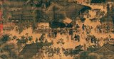 'Along the River During the Qingming Festival' is a painting by the Song dynasty artist Zhang Zeduan (1085–1145). It captures the daily life of people and the landscape of the Northern Song capital, Bianjing, today's Kaifeng. The theme is said to celebrate the festive spirit and worldly commotion at the Qingming Festival, rather than the holiday's ceremonial aspects, such as tomb sweeping and prayers.<br/><br/>

Successive scenes reveal the lifestyle of all levels of the society from rich to poor as well as different economic activities in rural areas and the city, and offer glimpses of period clothing and architecture. The scroll is 25.5 centimetres (10.0 inches) in height and 5.25 meters (5.74 yards) long. In its length there are 814 humans (of whom only 20 are women), 28 boats, 60 animals, 30 buildings, 20 vehicles, 8 sedan chairs, and 170 trees. The countryside and the densely populated city are the two main sections in the picture, with the river meandering through the entire length.<br/><br/>

The original painting is celebrated as the most celebrated work of art from the Song dynasty.
