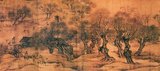 'Along the River During the Qingming Festival' is a painting by the Song dynasty artist Zhang Zeduan (1085–1145). It captures the daily life of people and the landscape of the Northern Song capital, Bianjing, today's Kaifeng. The theme is said to celebrate the festive spirit and worldly commotion at the Qingming Festival, rather than the holiday's ceremonial aspects, such as tomb sweeping and prayers.<br/><br/>

Successive scenes reveal the lifestyle of all levels of the society from rich to poor as well as different economic activities in rural areas and the city, and offer glimpses of period clothing and architecture. The scroll is 25.5 centimetres (10.0 inches) in height and 5.25 meters (5.74 yards) long. In its length there are 814 humans (of whom only 20 are women), 28 boats, 60 animals, 30 buildings, 20 vehicles, 8 sedan chairs, and 170 trees. The countryside and the densely populated city are the two main sections in the picture, with the river meandering through the entire length.<br/><br/>

The original painting is celebrated as the most celebrated work of art from the Song dynasty.