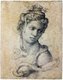 Egypt / Italy: Line Drawing of Cleopatra VII (r. 51-30 BCE), black chalk, Michelangelo Buonarroti (1475-1564) c. 1532, Museum of Fine Arts, Boston