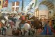 Italy: 'The Battle of Heraclius and Chosroes', including the execution of King Chosroes II (right) <i>History of the True Cross</i> fresco by Piero della Francesca (painted 1447 to 1466), Bacci Chapel, Basilica of San Francesco, Arezzo, Tuscany (2016)