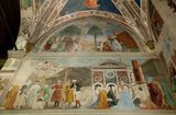 <i>The History of the True Cross</i> or <i>The Legend of the True Cross</i> is a sequence of frescoes painted by Piero della Francesca in the Basilica of San Francesco in Arezzo. It is his largest work, and generally considered one of his finest, and an early Renaissance masterpiece.<br/><br/>

Its theme, derived from the popular 13th century book on the lives of saints by Jacopo da Voragine, the <i>Golden Legend</i>, is the triumph of the True Cross – the legend of the wood from the Garden of Eden becoming the Cross on which Jesus Christ was crucified. This work demonstrates Piero’s advanced knowledge of perspective and colour, his geometric orderliness and skill in pictorial construction.