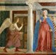 Italy: 'Annunciation' from the <i>History of the True Cross</i> fresco by Piero della Francesca (painted between 1447 and 1466), Bacci Chapel, Basilica of San Francesco, Arezzo, Tuscany (2016)