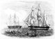 UK / Canada: The HMS Erebus and HMS Terror leave England for the Northwest Passage, never to return. Anonymous engraving, 1845