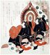 Japan: 'Prince Genji and To no Chujo Performing the Dance of the Blue Wave', Yashima Gakutei (1786-1868), c. 1819