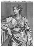 Vipsania Agrippina (36 BCE - 20 CE) was betrothed to Tiberius by her father, Marcus Vipsanius Agrippa, and Octavian before her first birthday. They were married in 19 BCE. Their son, Drusus Julius Caesar, was born in 14 BCE. However, Tiberius was forced to divorce Vipsania and marry Augustus' daughter, Julia the Elder, in 11 BCE, an action that he never ceased to regret all his life. She was remarried to senator Gaius Asinius Gallus Saloninus that same year, with whom she had at least six sons. Vipsania eventually passed away in 20 CE.