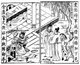 China: Zhang Fei (- 221 CE) whips the government official, from a Ming Dynasty edition of 'Romance of the Three Kingdoms', called <i>Sanguo zhi tongsu yanyi</i>