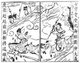 China: Illustration depicting Guan Yu (-220 CE) chasing Guan Hai, from a Ming Dynasty edition of 'Romance of the Three Kingdoms', called <i>Sanguo zhi tongsu yanyi</i>