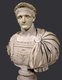 Italy: Bust of Domitian Caesar (51-96 CE), 11th Roman emperor, c. 1st century CE. Antique head, body added in 18th century. Currently displayed in the Louvre Museum, Paris