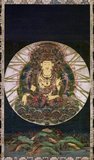 Akasagarbha Bodhisattva (Sanskrit: Chinese: Xukongzang Pusa; Japanese pronunciation: Kokuzo Bosatsu) is a bodhisattva who is associated with the great element (<i>mahabhuta</i>) of space (<i>akasa</i>).<br/><br/> 

Akasagarbha is considered one of the eight great bodhisattvas. His name can be translated as 'boundless space treasury' as his wisdom is said to be boundless as space itself.
