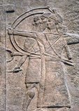 Nimrud is the later Arab name for an ancient Assyrian city located 30 kilometres (20 mi) south of the city of Mosul in the Nineveh plains in northern Mesopotamia. It was a major Assyrian city between approximately 1250 BCE and 610 BCE.
