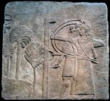Nimrud is the later Arab name for an ancient Assyrian city located 30 kilometres (20 mi) south of the city of Mosul in the Nineveh plains in northern Mesopotamia. It was a major Assyrian city between approximately 1250 BCE and 610 BCE.