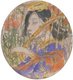 Japan: 'Woman Holding a Lyre', watercolour painting by Shigeru Aoki (1882-1911), c. 1904