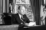 Gerald Rudolph Ford, Jr. (born Leslie Lynch King, Jr.; July 14, 1913 – December 26, 2006) was an American politician who served as the 38th President of the United States from 1974 to 1977. Prior to this he was the 40th Vice President of the United States, serving from 1973 until President Richard Nixon's resignation in 1974.