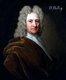 UK / England: Edmond Halley (1656 - 1742), English astronomer, geophysicist, mathematician, meteorologist, and physicist best known for computing the orbit of the eponymous Halley's Comet. Oil painting by Richard Phillips (1681 - 1742), c. 1720, National 