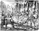 Austria: The burning of 18 Anabaptists at Salzburg, 1528.  Engraving by Jan Luyken (1649 - 1712), 1685