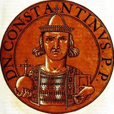 Constantine V (718-775), also known as Constantine the Dung-named, was the son of Emperor Leo III. He succeeded his father in 741, but was almost immediately betrayed by his own brother-in-law Artabasdos, who attacked him while Constantine was crossing Asia Minor to campaign against the Umayyad Caliphate. Constantine was defeated and had to retreat to Amorion, while Artabasdos entered Constantinople and became emperor.<br/><br/>

Constantine eventually retook the throne in 743, having his rivals blinded and executed. He became an even more fervent iconoclast than his father, which was what led to the derogatory surname of 'Dung-named', given to him by religious enemies opposed to his rejection of the veneration of holy images.<br/><br/>

Constantine was also an able administrator and general, and waged wars against the Umayyad Caliphate and the Bulgarians. It was while campaigning in the Balkans against the latter that he died in 775, and was promptly succeeded by his eldest son and co-emperor Leo IV.