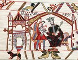 Edward the Confessor(1003 – 5 January 1066), also known as Saint Edward the Confessor, was among the last Anglo-Saxon kings of England, and usually considered the last king of the House of Wessex, ruling from 1042 to 1066.<br/><br/>

Between 1042 and 1052 Edward the Confessor began rebuilding St Peter's Abbey in London to provide himself with a royal burial church. It was the first church in England built in the Romanesque style. The building was not completed until around 1090 but was consecrated on 28 December 1065.<br/><br/>

The only extant depiction of Edward's abbey, together with the adjacent Palace of Westminster, is found in the Bayeux Tapestry.