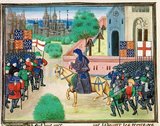 The Peasants' Revolt, also called Wat Tyler's Rebellion or the Great Rising, was a major uprising across large parts of England in 1381. The revolt had various causes, including the socio-economic and political tensions generated by the Black Death in the 1340s, the high taxes resulting from the conflict with France during the Hundred Years' War, and instability within the local leadership of London. The final trigger for the revolt was the intervention of a royal official, John Bampton, in Essex on 30 May 1381. His attempts to collect unpaid poll taxes in Brentwood ended in a violent confrontation, which rapidly spread across the south-east of the country.<br/><br/>

Unrest continued until the intervention of Henry le Despenser, who defeated a rebel army at the Battle of North Walsham on 25 or 26 June. Troubles extended north to York, Beverley and Scarborough, and as far west as Bridgwater in Somerset. Richard II mobilised 4,000 soldiers to restore order. Most of the rebel leaders were tracked down and executed; by November, at least 1,500 rebels had been killed.