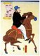 Japanese woodblock print showing an American man smoking a cigarette while on horseback.<br/><br/>

Utagawa Yoshitora was a designer of <i>ukiyo-e</i> Japanese woodblock prints and an illustrator of books and newspapers who was active from about 1850 to about 1880. He was born in Edo (modern Tokyo), but neither his date of birth nor date of death is known. He was the oldest pupil of Utagawa Kuniyoshi who excelled in prints of warriors, kabuki actors, beautiful women, and foreigners (<i>Yokohama-e</i>).