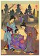 Japan: Meiji Period woodblock print depicting one man in the inset wearing Western-style clothes compared to the women in the main print wearing kimonos, by Toyohara Chikanobu (1838-1912), 11 August 1893