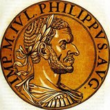 Marcus Julius Philippus (204-249 CE), commonly known as Philip the Arab, was born in the Roman province of Arabia, in what is now Syria. He rose to power during the last years of Emperor Gordian III's reign, due to the machinations of his brother, Gaius Julius Priscus, who was an important member of the Praetorian Guard.<br/><br/>

Gordian III's death in 244 resulted in Philip's accession to the imperial throne. He quickly concluded a peace treaty with Shapur I of Persia, ruler of the Sassanid Empire, and rushed back to Rome to secure his position with the Roman Senate. Rome celebrated its one thousandth birthday under Philip's reign, with massive celebrations and commemorative coins to mark the occasion.<br/><br/>

His frivolous spending, as well as the massive tribute owed to the Sassanids, meant that Philip was severely short of money, something he tried to rectify through much higher levels of taxation as well as ceasing to pay the Germanic tribes north of the Danube to keep the peace along the Empire's frontiers. His excessive taxation and refusal to pay the tribes would come to haunt him later however, as mass revolts and foreign invasions occurred across the Empire. Philip was eventually killed in 249, either from fighting or assassination by his own soldiers.