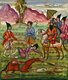 Persia / Iran: Detail from the illuminated manuscript 'The Lights of Canopus' (<i>Anwar-i Suhayli</i>) depicting a hunting accident, by Mirza Rahim, 19th century, Iran