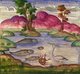 Persia / Iran: Detail from the illuminated manuscript 'The Lights of Canopus' (<i>Anwar-i Suhayli</i>) depicting a fish pond, by Mirza Rahim, 19th century, Iran