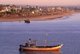 India: Fishing boats and beach at sunset, Diu, union territory of Daman and Diu (1998)