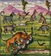Persia / Iran: Detail from the illuminated manuscript 'The Lights of Canopus' (<i>Anwar-i Suhayli</i>) depicting a lion eating an ox while other animals watch, by Mirza Rahim, 19th century, Iran