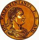 Valentinian III (419-455) was the son of Emperor Constantius III, and nephew of former Emperor Honorius through his mother, Galla Placidia. He was also cousin to Theodosius II, Eastern Roman emperor. When his father died in 421, barely seven months into his co-rule, Valentinian was only two years old, and he fled with his mother and sister to Constantinople from the unwanted attentions of his uncle Honorius.<br/><br/>

When Honorius died in 423 and the usurper Joannes took power, Theodosius recognised Valentinian as the true emperor of the West, and placed him on the throne in 425, aged only six. Due to his age, his mother ruled as regent in his stead, desperately attempting to stablise the Western Roman Empire and negotiating with the Huns. The empire continued to lose more territory however, and internal instability wracked the empire constantly. Valentinian finally became emperor in 437, but true power remained in the hands of others.<br/><br/>

Attila the Hun's invasion of the Western Roman Empire, at the behest of Valentinian's own sister Honoria, devastated much of the western provinces and was only just stopped at the gates of Rome. Valentinian was eventually assassinated in 455 after murdering one of his powerful advisors, Aetius, the year previous. Overall, Valentinian's reign is marked by the continued dismemberment and decline of the Western Roman Empire.