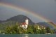 Slovenia: A rainbow above the Assumption of Mary Church on Bled Island, Lake Bled