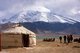 China: A Kirghiz yurt and Bactrian camels at Lake Karakul on the Karakoram Highway, Xinjiang