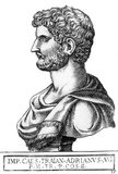 Born Publius Aelius Hadrianus (76-138 CE) to a well-established family with old roots in Hispania, Hadrian was related to Emperor Trajan through his father, who was a maternal cousin of Trajan's. Trajan did not officially designate an heir before he died, though his wife Pompeia Plotina claims that Trajan named Hadrian his successor just before his death.<br/><br/>

Hadrian travelled extensively during his reign, visiting nearly every province in the Roman Empire. He attempted to turn Athens into the Empire's cultural capital, and had a Greek lover named Antinous. Hadrian also spent a lot of time with the military, often wearing his military attire and dining and sleeping alongside his soldiers. He is perhaps most famous for building Hadrian's Wall, the wall that marked the northern limit of Britannia.<br/><br/>

Hadrian was a philhellene (admirer of Greek culture) in most of his tastes as well as a humanist, and is regarded among the 'Five Good Emperors'. He adopted Lucius Aelius as his heir in 136, but the latter died two years later in January 138. He eventually adopted Antoninus Pius as his successor, so long as Antoninus agreed to adopt Marcus Aurelius and Lucius Verus, Lucius Aelius' son, as his heirs. Hadrian died of heart failure on the 10th of July, 138.