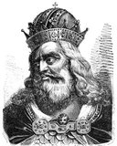 Charlemagne (742/747/748-814), also known as Charles the Great or Charles I was the eldest child of King of the Franks, Pepin the Short. He took the Frankish throne after his father's death in 768, initially co-ruling with his brother Carloman I, who died in 771, leaving Charlemagne as undisputed ruler of the Franks.<br/><br/>

Charlemagne considered himself a protector of the papacy, and invaded northern Italy to remove the Lombards from power, becoming King of Italy in 774. He also led incursions into Muslim Spain and campaigned against the Saxons of the east, Christianising them upon penalty of death, resulting in events such as the Massacre of Verden. Uniting large swathes of Western Europe during the early Middle Ages, Charlemagne reached the height of his power when he was crowned 'Emperor of the Romans' in 800, recognised as the true successor of the Roman emperors of old.<br/><br/>

Now ruling as Holy Roman emperor, Charlemagne's conquests instigated the Carolingian Renaissance, a period of enlightenment and cultural activity for the Western Church. The Byzantine Empire and the Eastern Orthodox Church viewed him more controversially however, with Empress Irene actively supporting Charlemagne's rivals. Charlemagne eventually died in 814, ruling as emperor for just over thirteen years, and was laid to rest in his imperial capital of Aachen, in modern-day Germany. He is often called the 'Father of Europe' (<i>Pater Europae</i>).