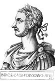 Volusianus (-253), also known as Volusian, was the son of Emperor Trebonianus Gallus, and later made co-emperor alongside his father in 251. Their rule only lasted two years though, as they were murdered by mutinous troops in 253, while marching to face the ususper Aemilian.
