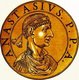 Turkey/Byzantium: Icon of Anastasius I (431-518), Eastern Roman emperor, from the book <i>Icones imperatorvm romanorvm</i> (Icons of Roman Emperors), Antwerp, 1645