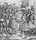 Germany: Maximilian I (1459-1519), 29th Holy Roman emperor, talking to German knights, woodcut from <i>Der Weisskunig</i> by Hans Burgkmair (1473-1531), 16th century