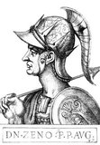 Zeno the Isaurian (425-491), originally known as Tarasis Kodisa Rousombladadiotes, was an Isaurian officer serving in the Eastern Roman army. He became an ally to Emperor Leo, marrying his daughter Ariadne and helping him assassinate the Alan general Aspar, who held much influence in Constantinople. He took the name Zeno, apparently from another famous Isaurian officer who had fought against Attila, to make himself more acceptable to Roman hierarchy.<br/><br/>

When Leo died in 474, Zeno's son Leo II became emperor, but as he was only seven at the time, he was convinced to name his father co-emperor. Zeno soon became sole emperor when his son died from an illness. Due to his barbarian origins, Zeno was not popular with the people and the Senate, despite his successes in foreign issues and stabilising the empire. Domestic revolts and religious dissension marked his reign, as well as the fall of the Western Roman Empire.<br/><br/>

Zeno died in 491 from either dysentery or epilepsy, with no sons to succeed him. A popular legend states that Zeno had been buried alive after becoming insensible, either from drinking or from illness. He called out for help, but his wife Ariadne did not allow anyone to open the sarcophagus.