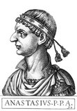 Anastasius I (431-518), also known as Anastasius Dicorus, was born into an Illyrian family. After Emperor Zeno's death in 491 CE, many citizens of the empire wanted both a Roman and an Orthodox Christian emperor. In response, Zeno's widow and Emperor Leo I's daughter Ariadne turned to Anastasius, who was in his sixties when he married Ariadne and ascended to the throne.<br/><br/>

Anastasius soon had to deal with the usurper Longinus, brother of the late Zeno, engaging in the Isaurian War and defeating Longinus in 497. He later fought against the Sassanid Empire in the Anastasian War, the war raging from 502 until 506 when peace was made and the status quo returned to. He also had to contend with invasions by Bulgars and Slavs into the Balkan provinces.<br/><br/>

Overall, Anastasius' reign was marked for its recognisable accomplishments in terms of bureaucracy and economy. His reforms to taxing, government corruption and new forms of currency resulted in the imperial government being left with a sizable budget surplus by the time he died in 518, aged 87.