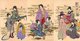 Japan: A Meiji Period woodblock triptych depicting a collection of contemporary beautiful women, by Toyohara Chikanobu (1838-1912), 5 January 1890