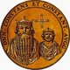 Italy: Constantine III (-411), joint Western Roman emperor, and his son Constans II (-411), joint Western Roman emperor, from the book <i>Icones imperatorvm romanorvm</i> (Icons of Roman Emperors), Antwerp, 1645