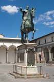 The equestrian statue of Ferdinando I was originally commissioned from an elderly Giambologna (1529 - 1608) and completed by his pupil Pietro Tacca.<br/><br/>

Ferdinando I de' Medici (30 July 1549 – 17 February 1609) was Grand Duke of Tuscany from 1587 to 1609, having succeeded his older brother Francesco I.