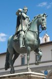 The equestrian statue of Ferdinando I was originally commissioned from an elderly Giambologna (1529 - 1608) and completed by his pupil Pietro Tacca.<br/><br/>

Ferdinando I de' Medici (30 July 1549 – 17 February 1609) was Grand Duke of Tuscany from 1587 to 1609, having succeeded his older brother Francesco I.