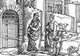 Germany: Woodcut print of Henry IV (1050 - 1106), 18th Holy Roman emperor, seen waiting outside Canossa Castle after the 'Walk to Canossa' with his wife, Bertha of Savoy and son, Conrad, 1563, published by John Foxe