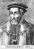 Ferdinand I (1503-1564) was the son of Philip I of Castile and Queen Joanna I of Castile, grandson of Emperor Maximilian I and younger brother of future emperor Charles V. Born and raised in Spain, he was sent to Flanders in 1518. When Charles became Holy Roman emperor in 1519, Ferdinand was entrusted with the governing of their hereditary Austrian lands, becoming Archduke of Austria and adopting the German culture as his own.<br/><br/>

Ferdinand became King of Bohemia and Hungary in 1526 after the death of his brother-in-law Louis II, and served as his brother Charles' deputy in the Holy Roman Empire during his numerous absences, eventually being crowned as King of Germany in 1531 and serving as Charles' designated imperial heir. The crown of Croatia also became his in 1527, and fought to push back the Ottomans from Central Europe, eventually repelling them in 1533 but forced to concede the eastern portion of Hungary.<br/><br/>

Ferdinand also had to deal with the Protestant Reformation under Luther, and was able to order the Diet in Augsburg, leading to the Peace of Augsburg in 1555. When Charles V abdicated in 1556, Ferdinand was elected as his successor to the imperial throne, becoming Holy Roman emperor in 1558. He continued to ably rule the Holy Roman Empire until his death in 1564, leaving an enduring legacy from his handling of the Protestant Reformation and his efforts against the Ottoman Empire.