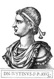 Justin II (520-578) was the nephew of Emperor Justinian I and had supposedly been named his heir on the emperor's deathbed. Justin's early rule relied completely on the support of the aristocratic party, and faced with an empty treasury, he stopped paying off potential enemies as his uncle had done, leading to Avar invasions across the Danube river.<br/><br/>

Justin renewed conflict with the Sassanid Empire, refusing to pay tribute and making overtures with the Turks. However, he oversaw two disastrous campaigns that saw the Persians taking Syria and capturing the vitally important fortress of Dara. It was after these events that Justin reportedly lost his mind, falling into temporary bouts of insanity.<br/><br/>

Jusitn was advised by his wife Sophia to name a successor during his brief periods of sanity, choosing the general Tiberius over his own relatives in 574, adopting him as a son before withdrawing into retirement. He died four years later in 578, his insanity growing worse the whole time.