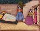 Persia / Iran: Detail from the illuminated manuscript 'The Lights of Canopus' (<i>Anwar-i Suhayli</i>) depicting a sleeping man being watched over by women, possibly his wives, by Mirza Rahim, 19th century, Iran