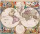 Netherlands: 'Orbis Terrarum Nova et Accuratissima Tabula' ('New and Very Accurate Map of the World'), by Nicolaes Visscher I (1618-1679), with artwork by Nicolaes Pieterszoon Berchem (1621/1622-1683), 1658