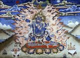 Vajrapani, also known as Vajrasattva in Mahayana Buddhism, is one of the earliest of the bodhisattvas, and acts as the guide and protector of Gautama Buddha. In Mahayana Buddhism he is one of the earliest Dharmapalas (wrathful gods), and he is also acknowledged as a deity in the Pali Canon of Theravada Buddhism. He is directly worshipped in Tibetan Buddhism, and is extensively represented in Buddhist iconography.