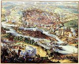 The Battle of Vienna took place at Kahlenberg Mountain near Vienna on 12 September 1683 after the imperial city had been besieged by the Ottoman Empire for two months. The battle was fought by the Habsburg Monarchy, the Polish–Lithuanian Commonwealth and the Holy Roman Empire, under the command of King John III Sobieski against the Ottomans and their vassal and tributary states.

The battle marked the first time the Commonwealth and the Holy Roman Empire had cooperated militarily against the Ottomans, and it is often seen as a turning point in history, after which 'the Ottoman Turks ceased to be a menace to the Christian world'. In the ensuing war that lasted until 1699, the Ottomans lost almost all of Hungary to the Holy Roman Emperor Leopold I.